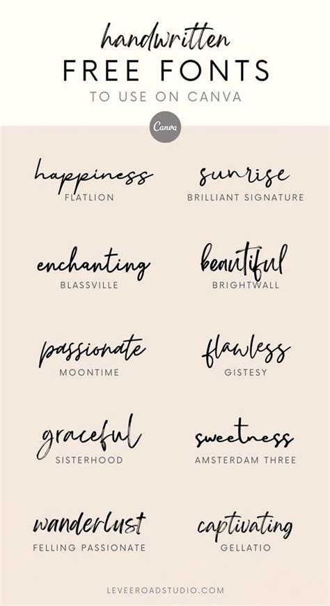 The Handwritten Font Styles For Use On Canvas