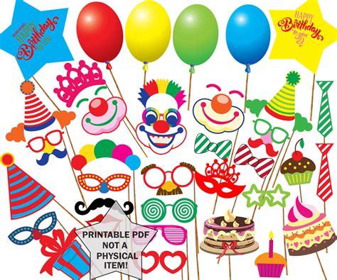 Birthday Party Photo Booth Props Printable Props