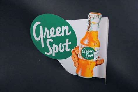 Extremely Scarce Nos 1950s Green Spot Orange Soda Tin Flange