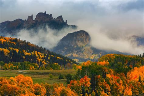 Misty Autumn Mountains Hd Wallpaper Background Image