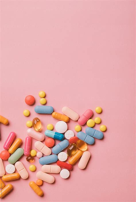 Stock Photo Of Colourfull Pills On Pink Backround By Aniq Pink
