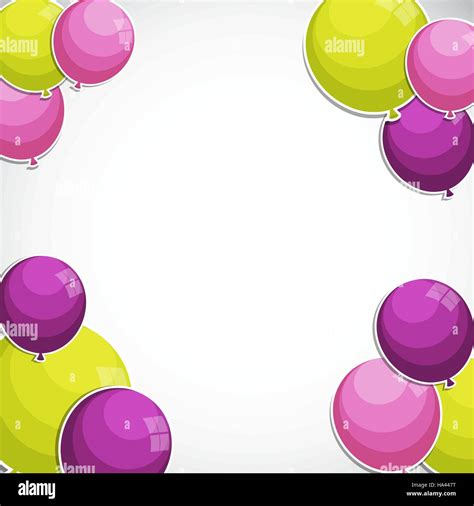 Color Glossy Happy Birthday Balloons Banner Background Vector Il Stock