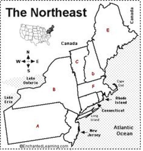 Printable Northeast States And Capitals Map Minimalist Blank Printable