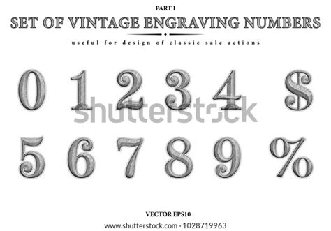 Artistic Set Vintage Engraving Numbers Vector Stock Vector Royalty