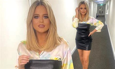 Emily Atack Puts On A Leggy Display In A Sexy Leather Minidress While Filming Celebrity Juice