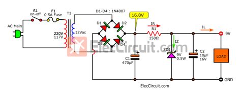 9v Regulated Power Supply Circuit Using 7809 And Transistors