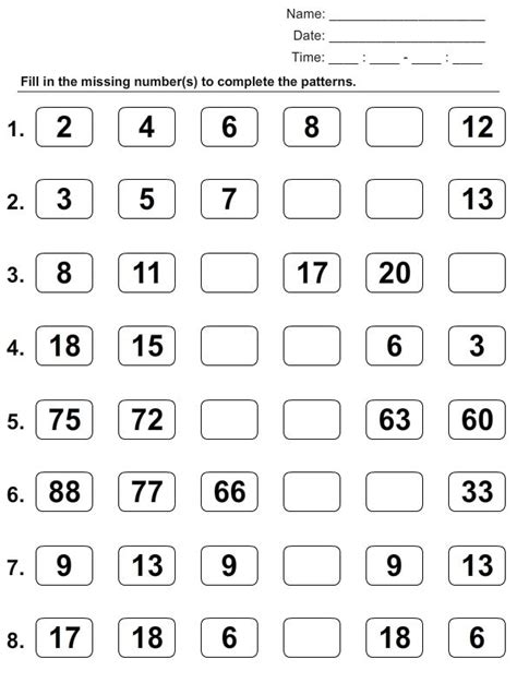 Number Sequencing Worksheets