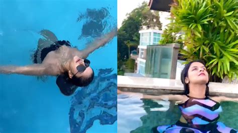 Video वीडियो Rubina Dilaik और Avneet Kaur पूल में डाइव करते हुए लग