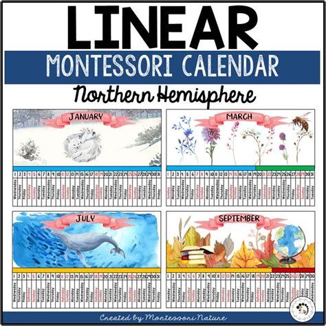 Montessori Linear Calendar Northern Hemisphere