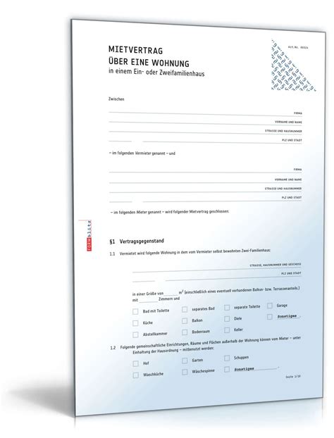Standardmietvertrag zum ausdrucken / mietvertrag uber un mobliertes zimmer muster word pdf : Mietvertrag Vordruck Haus Und Grund