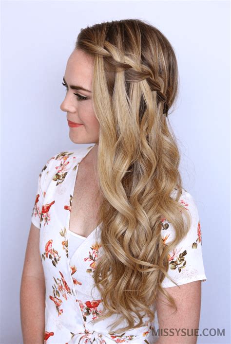 This hairstyle can bring a completely different aura and add a charm to your look.it goes well on straight hair, short hair, long hair or curl or wave which gives you a perfect look for any. Sideswept Waterfall Braid | MISSY SUE