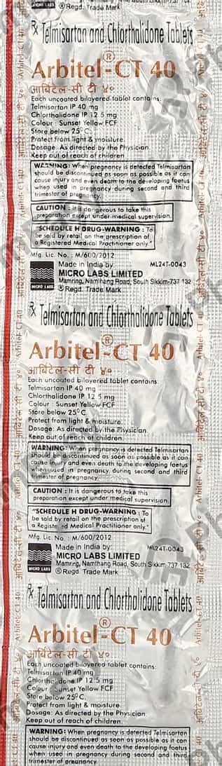 Arbitel Ct 40mg Tablet Uses Side Effects Price Dosage And Composition