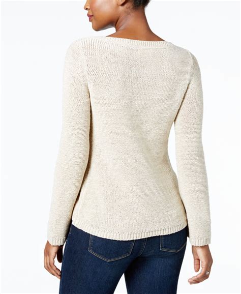 Style And Co Women Size Xl Beige Scoop Neck Sweater Canerra