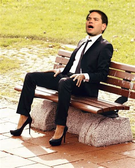 Marco Rubio Singing On A Bench Wearing High Heel Shoes Little Marco