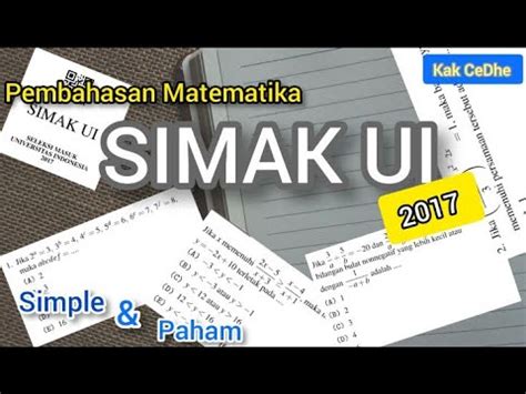 Pembahasan SIMAK UI Matematika Dasar YouTube