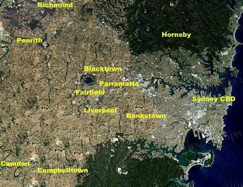 Sydney Satellite Map But With A Smaller Urban Sprawl Rsydney