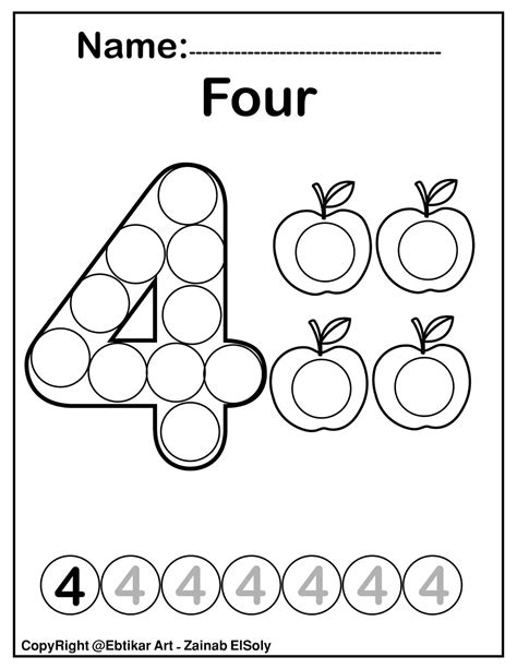 Set of 123 Numbers (Count Apples) Dot Marker Activity Coloring Pages ...