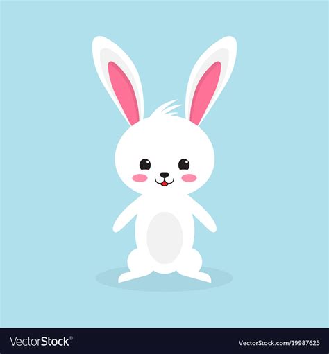 Happy Easter Rabbit White Cute Bunny Royalty Free Vector