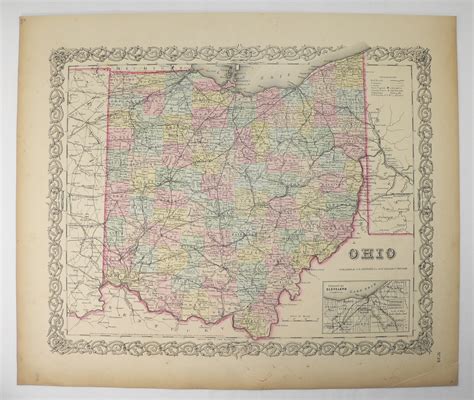 Antique Ohio Map 1856 Colton Map Original Vintage Map Etsy