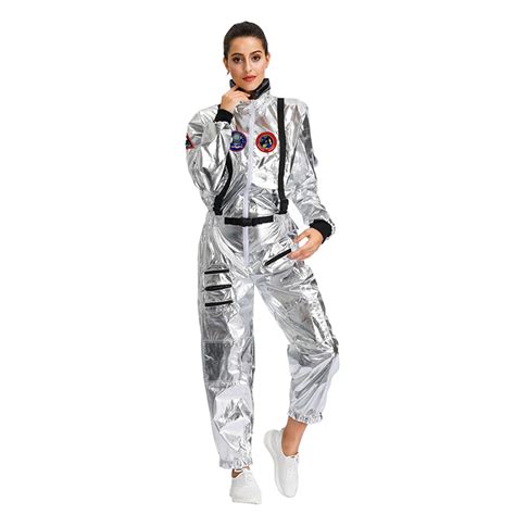 sexy women silver metallic  piece space suit adult cosplay costume