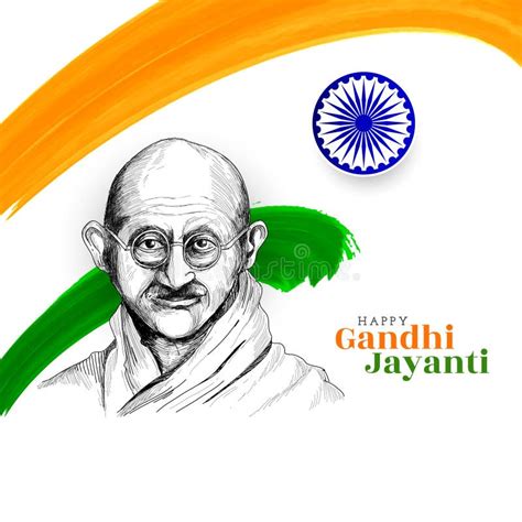 Happy Gandhi Jayanti Indian Flag Concept Background With Mahatma Gandhi