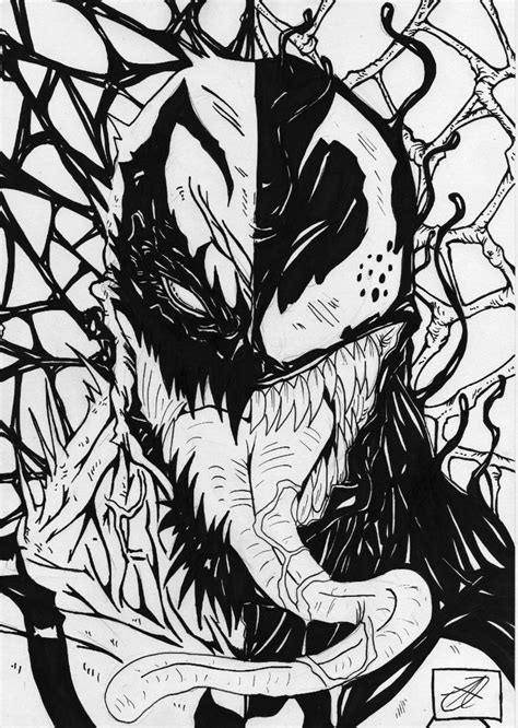 Anti Venom Vs Venom B W By Darkartistdomain On Deviantart