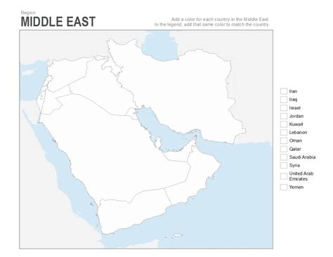 Middle East Geography Maps Worksheet Printable Worksheets And
