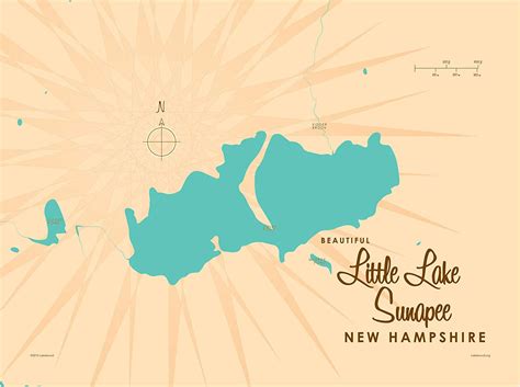 Little Lake Sunapee New Hampshire Map Giclee Art Print