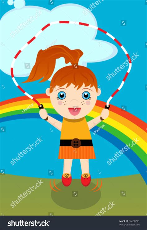 Girl Jumping Rope Stock Vector Royalty Free 36600241 Shutterstock