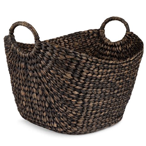 Large Wicker Weave Laundry Toy Or Organizer Basket With Integrated