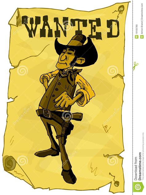 Cartoon Wanted Poster Of A Cowboy Stock Photo Image 19105780