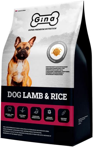 Корм Gina Lamb & Rice для собак с проблемами пищеварения, с ягненком и ...