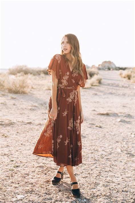 The Beverly Embroidered Wrap Dress In Rust Rust Color Dress Rust