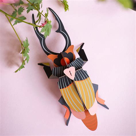 3d Diy Decorative Beetles Arts And Crafts For Kids Stag Beetle Beetle