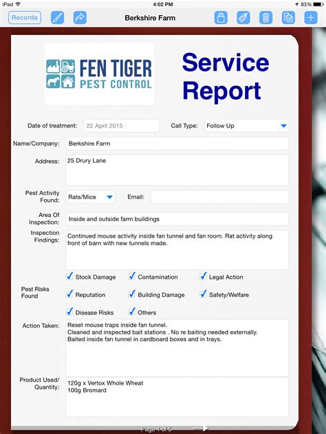 Pest Control Inspection Report Template