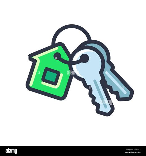 Cartoon House Keys Icon With House Shaped Key Ring New Home Symbol