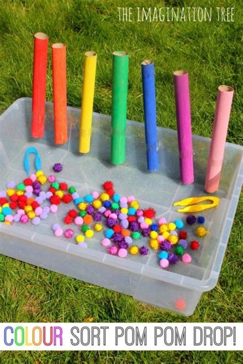 Colour Sorting Pom Pom Drop Game For Preschoolers 666x1000 Preschool