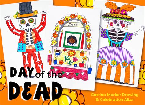 Day Of The Dead Catrina Marker Drawings And Celebration Alter Deep