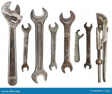Old Rusty Wrenches Isolated Stock Image Image Of Manual Hardware
