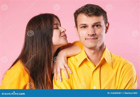Girl Kisses A Guy Stock Image Image Of Beautiful Together 164484287