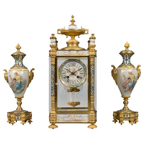 Fine French Champlevé Enameled Ormolu Bronze And Painted Porcelain
