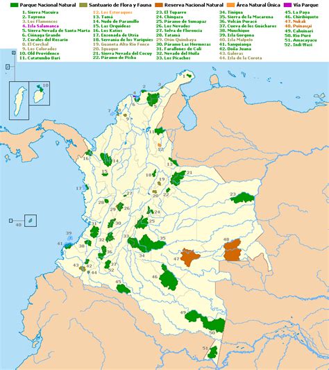 Mapa Parques Naturales De Colombia