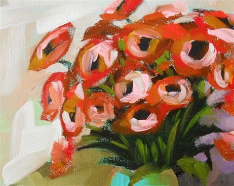 Red Flowers In Vase Original Floral Still Life Painting By Etsy