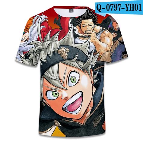 Black Clover T Shirts Summer 3d Printed Short Sleeve Tops Tees Fashion