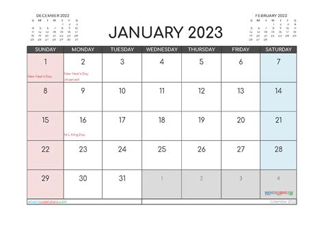 Free Printable 2023 Monthly Calendar With Holidays 2022