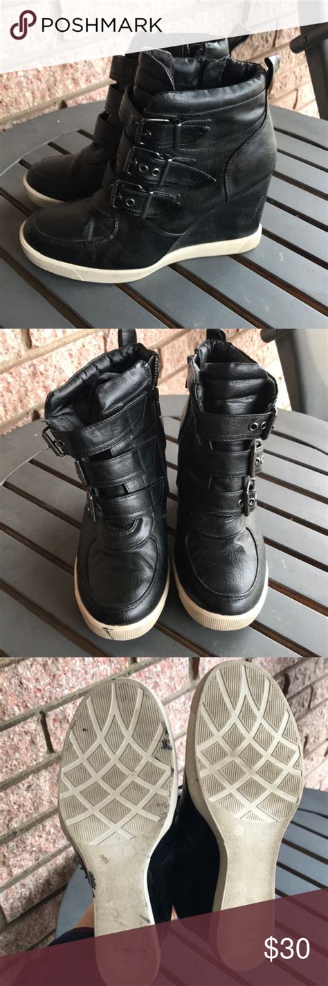 Their wide range of styles also means there is a steve madden pair ready for any kind of occasion. STEVE MADDEN Latches Black Wedge Sneaker Pump 8.5 | Black ...