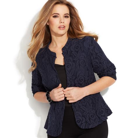 Lyst Inc International Concepts Plus Size Lace Peplum Jacket In Blue