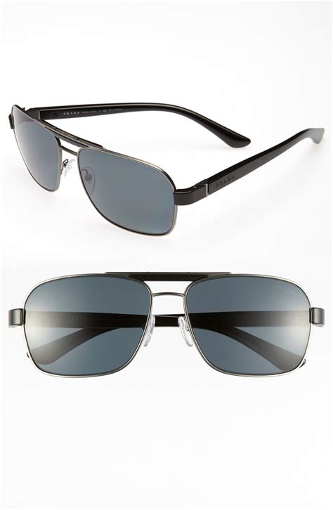 Prada 60mm Polarized Retro Sunglasses In Black For Men Lyst