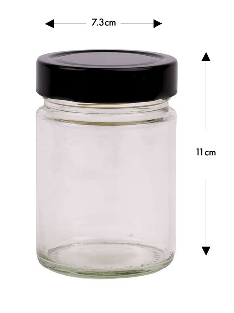 High Quality Australian Made Round Glass Jar With Tall Metal Black Lid