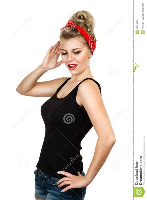 Classic Pin Up Woman Saluting Stock Photo Image 23763730